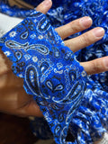 2" Royal Blue Stretch Elastic Lace Trim Soft Paisley Bandana Scalloped Edge Ribbon for Lingerie Underwear Crafts Sewing