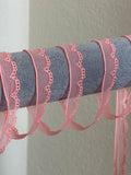 0.6" Peach Pink Stretch Elastic Mesh Lace Trim Dainty Scalloped Edge Tulle Ribbon for Lingerie Underwear Headbands Crafts Sewing