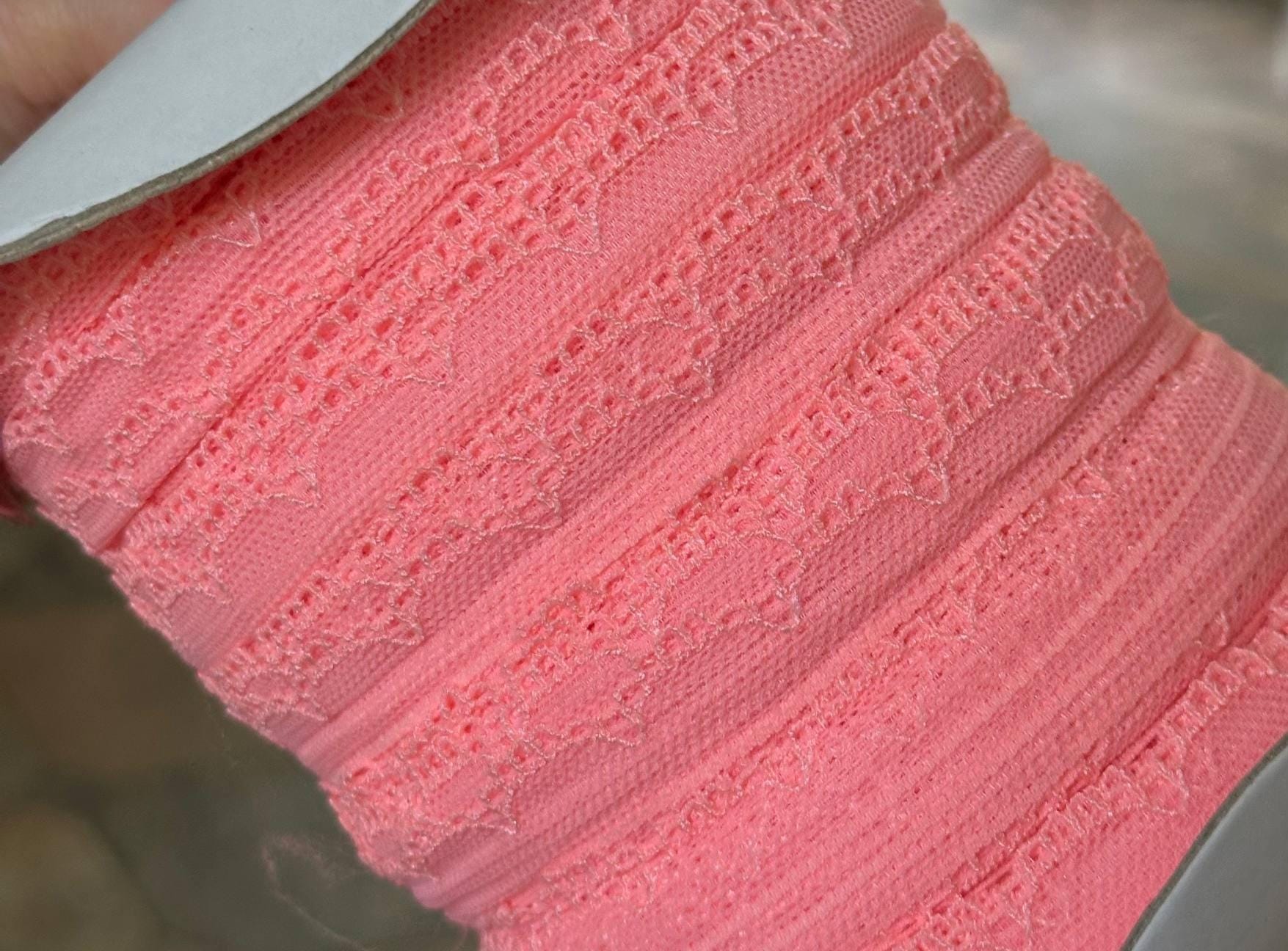 0.6" Peach Pink Stretch Elastic Mesh Lace Trim Dainty Scalloped Edge Tulle Ribbon for Lingerie Underwear Headbands Crafts Sewing