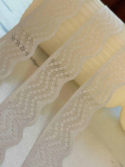 1" Very Pale Gray Stretch Elastic Lace Trim Dainty Scalloped Edge Swiss Dot Ribbon for Lingerie Underwear Headbands Crafts Sewing