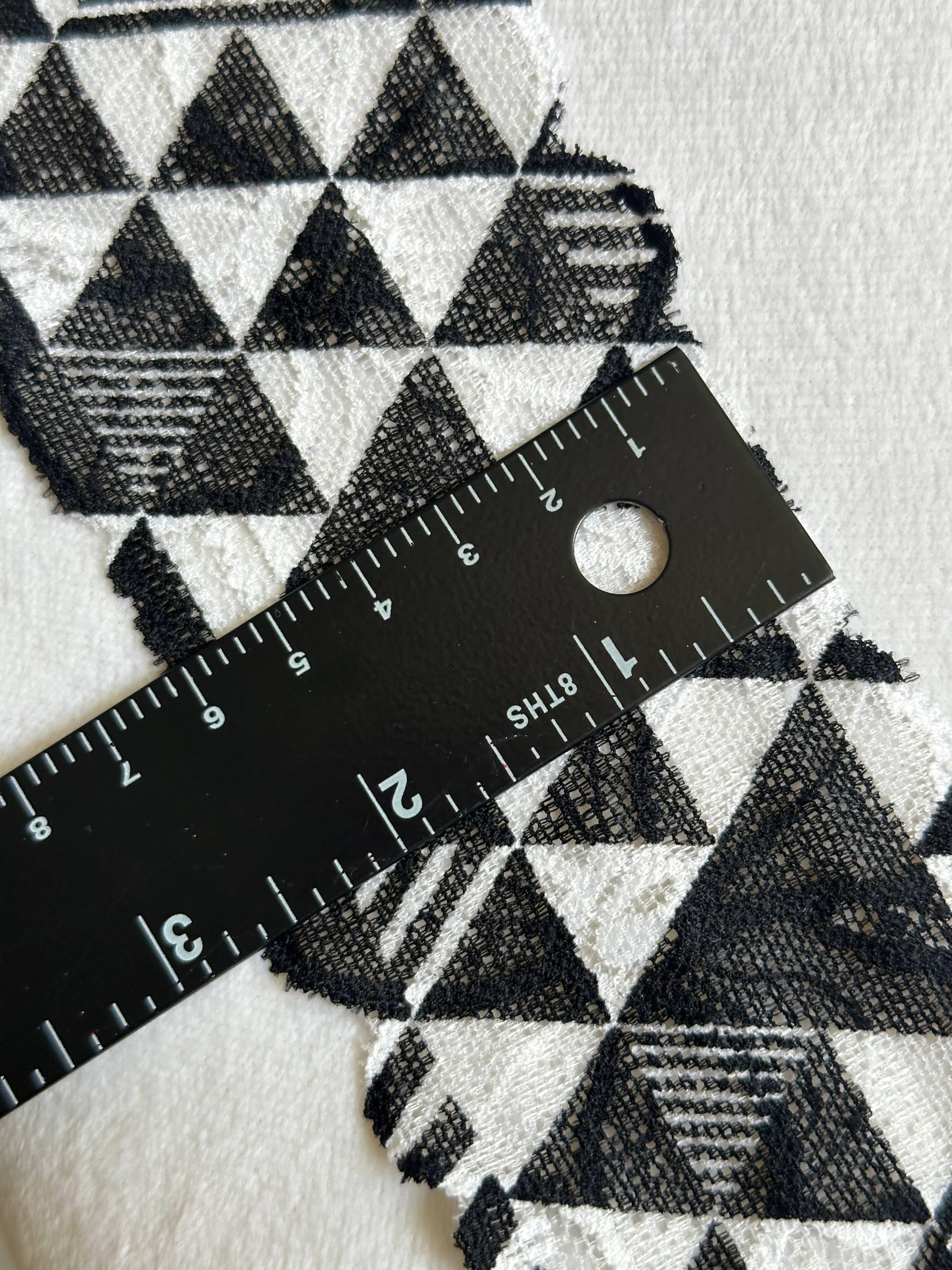 2.25" Black White Geometric Lace Trim Floral Mesh Ribbon by the Yard for Lingerie Underwear Doll Clothes Goth Punk Sewing Crafting DIY