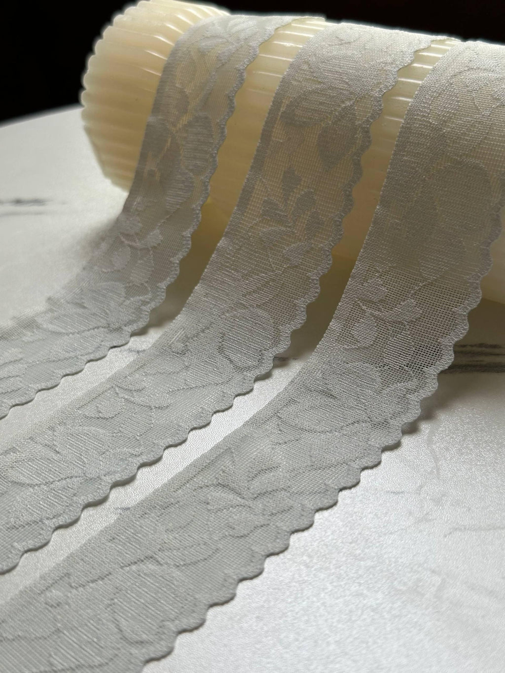 Pale Sage Green Ultra Soft High Stretch Elastic Lace Trim Invisible Seamless Scalloped Edge Underwear Ribbon for Lingerie Crafts, 1.25"