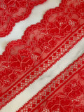 2.4" Watermelon Red Stretch Lace Trim  Insertion Beading Floral Ribbon Elastic Lace for Lingerie Underwear Garment Sewing by the Yard