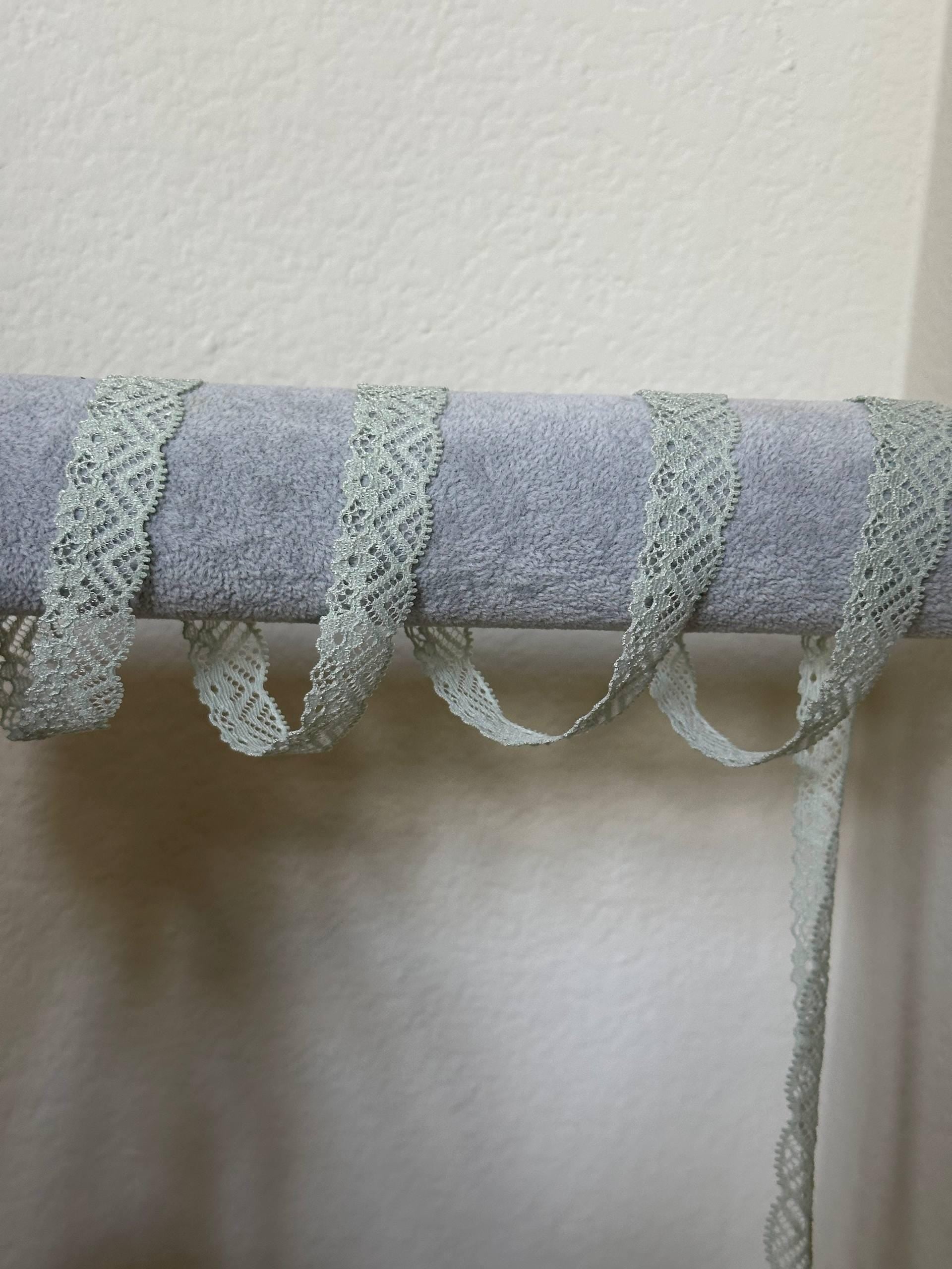 0.7" Sage Green Stretch Lace Trim Mint Elastic Scalloped Picot Edge Lace Trim for Lingerie Underwear Garment Sewing Crafts by the Yard