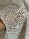 8.1" Sage Green Stretch Lace Trim Wide Fan Scalloped Shell Elastic Galloon Lace for Lingerie Underwear Garment Sewing Crafts by the Yard