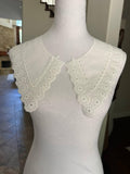 Off White Cotton Eyelet Embroidered Lace Collar Detachable Sailor Neckline Applique Statement Bodice Motif for Blouses Gowns, 6"
