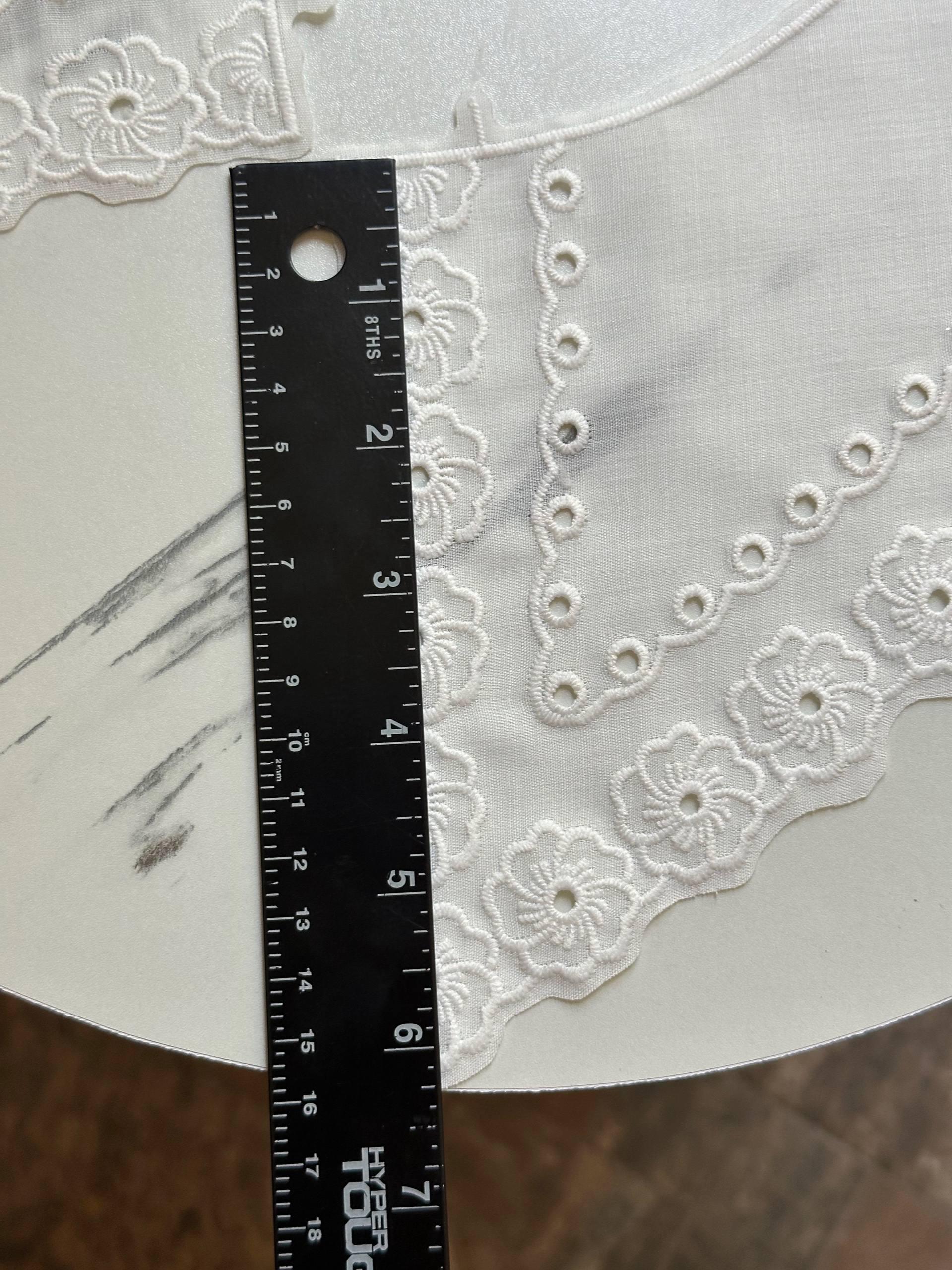 Off White Cotton Eyelet Embroidered Lace Collar Detachable Sailor Neckline Applique Statement Bodice Motif for Blouses Gowns, 6"