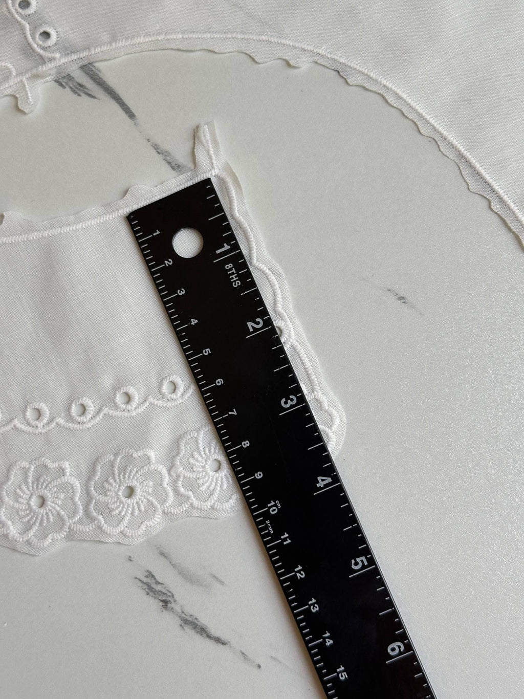 Off White Cotton Eyelet Embroidered Lace Collar Detachable Sailor Neckline Applique Statement Bodice Motif for Blouses Gowns, 6"