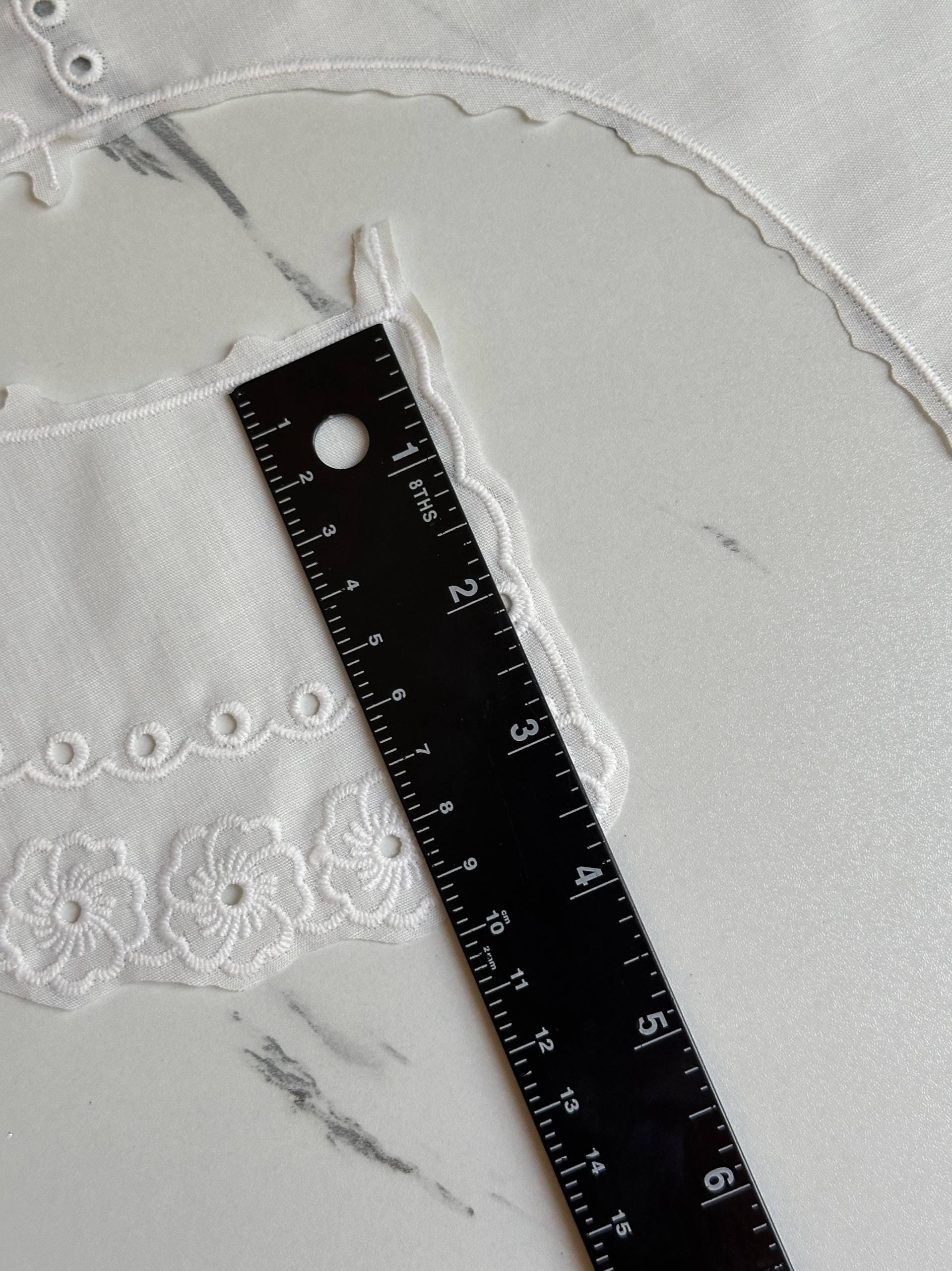 Off White Cotton Eyelet Embroidered Lace Collar Detachable Sailor Neckline Applique Statement Bodice Motif for Blouses Gowns, 6"