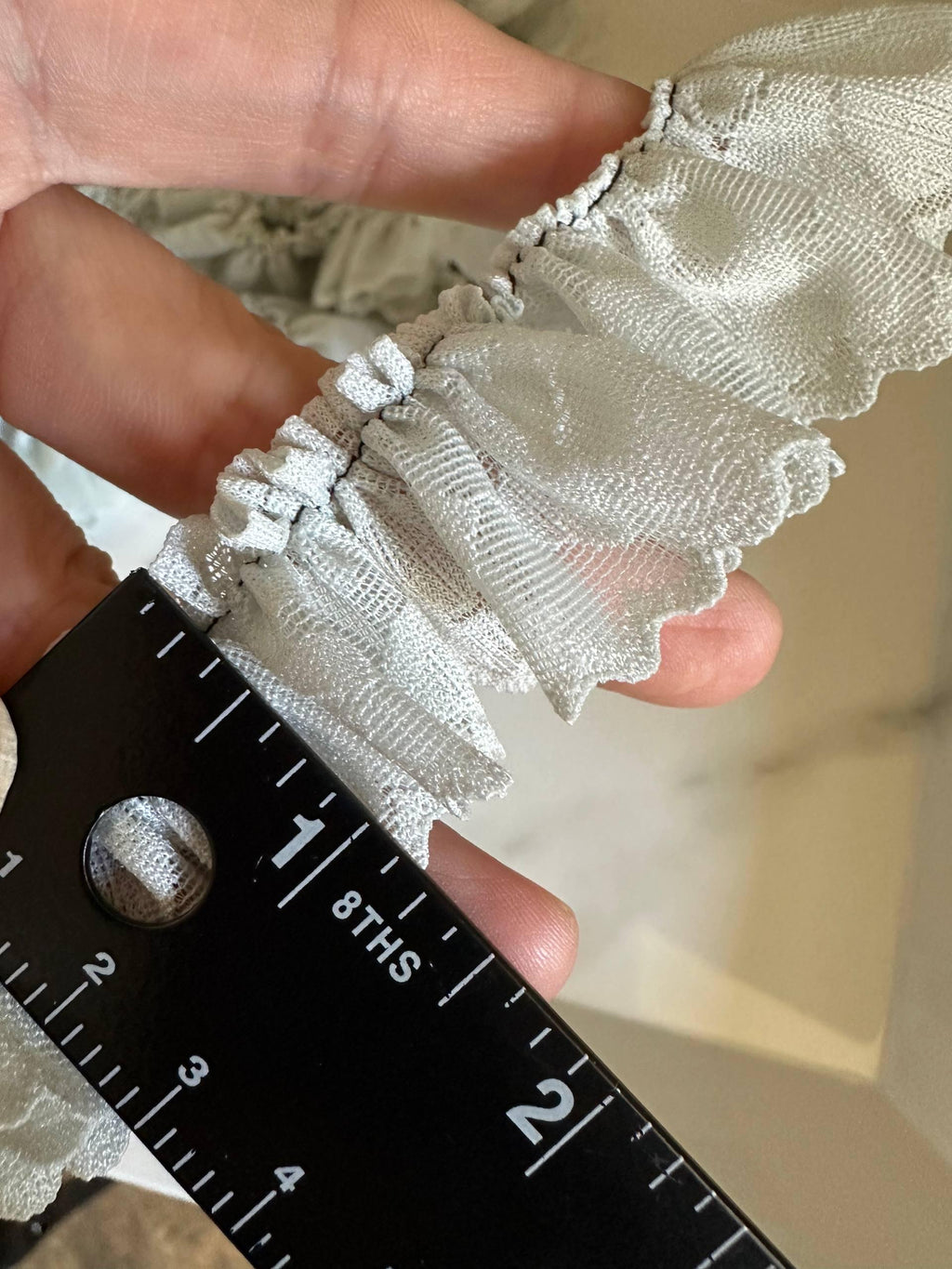 1" Sage Green Ruffled Lace Trim Pleated Elastic Ruffle Lace Trim for Scrunchies Lolita Hair Bows Garment Sewing Crafts by the Yard