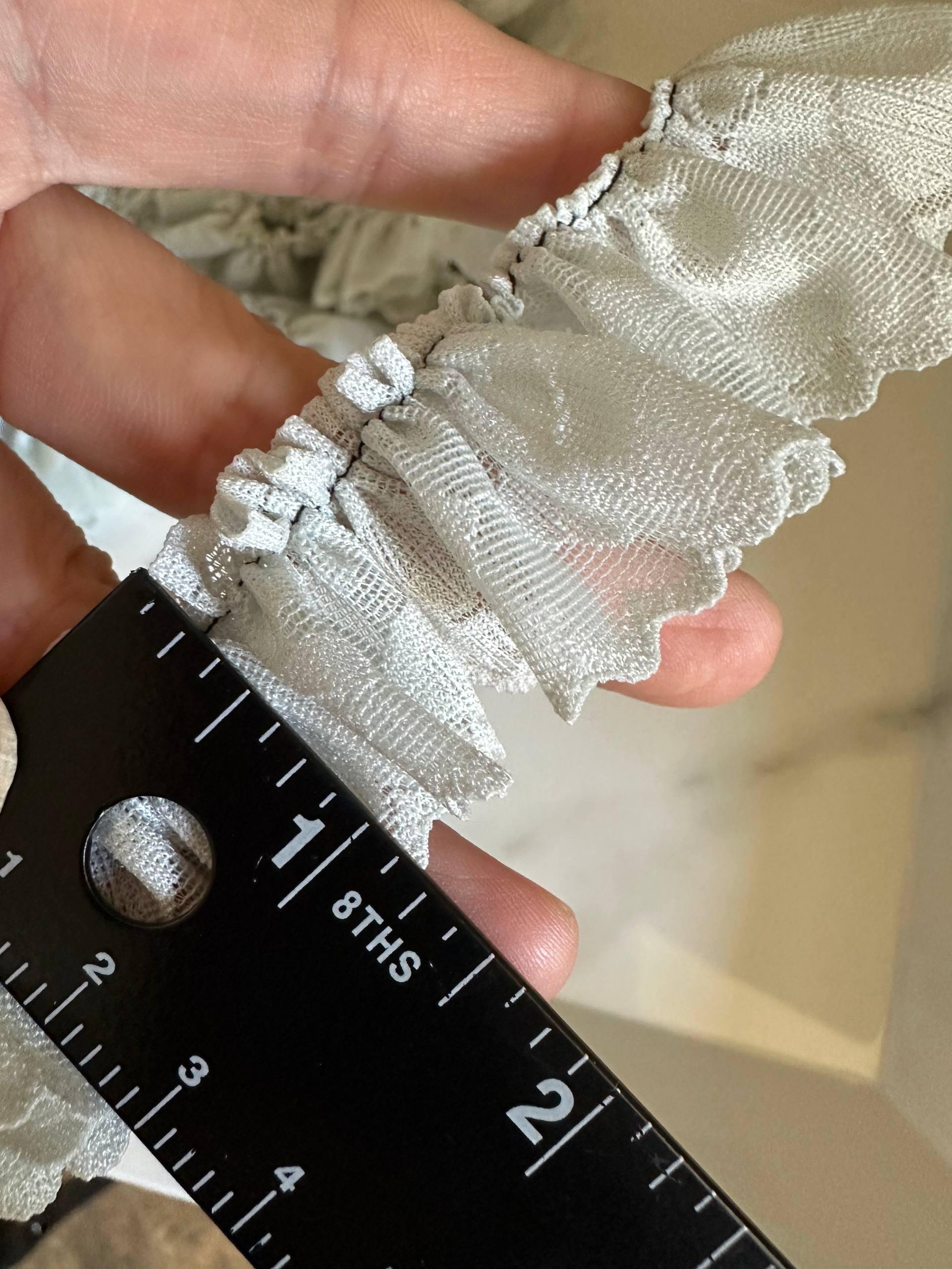 1" Sage Green Ruffled Lace Trim Pleated Elastic Ruffle Lace Trim for Scrunchies Lolita Hair Bows Garment Sewing Crafts by the Yard