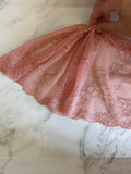 7.85" Coral Pink Stretch Lace Trim Wide Floral Elastic Galloon Scalloped Edge Lace for Lingerie Underwear Garment Sewing Crafts by the Yard