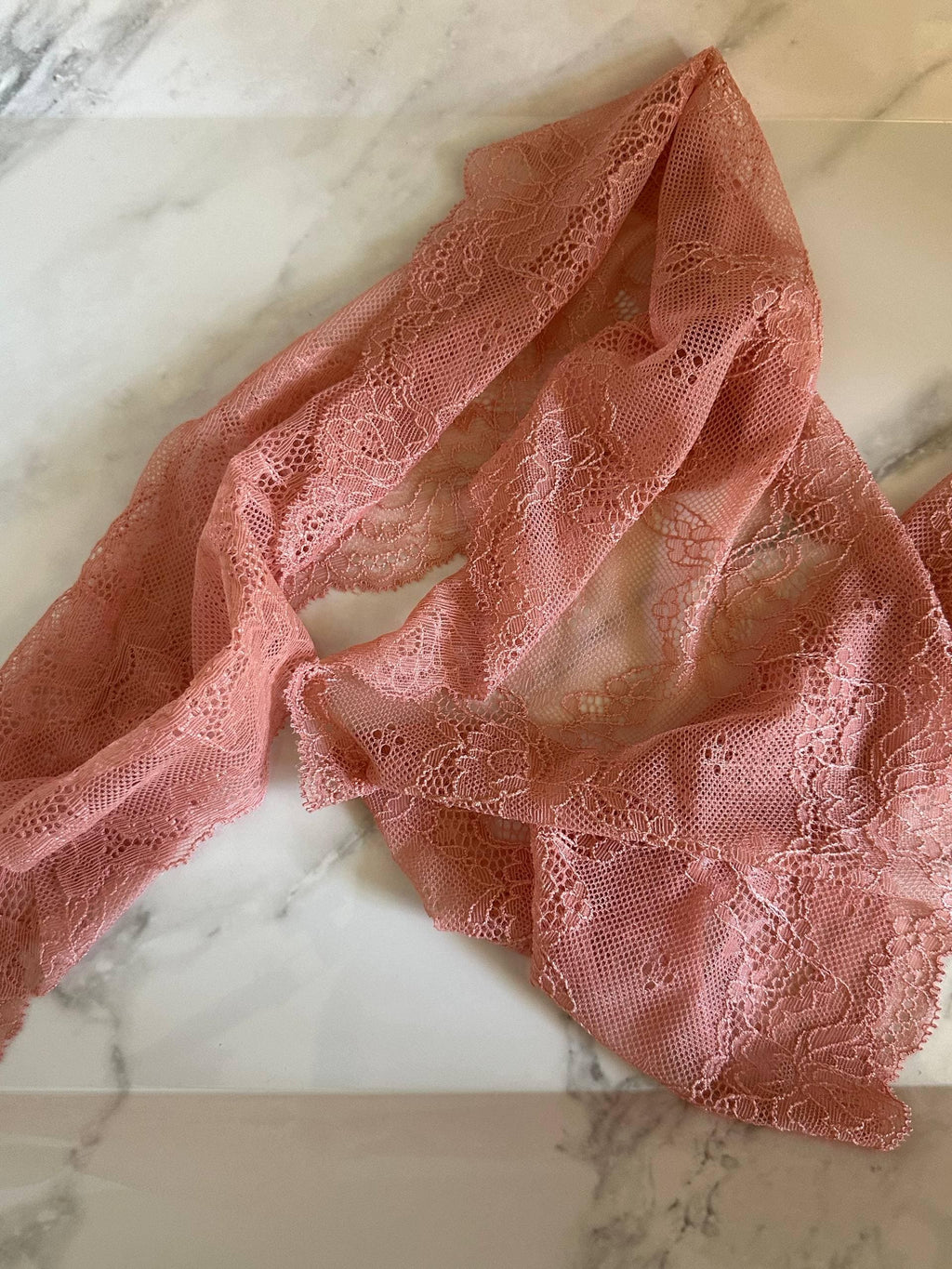7.85" Coral Pink Stretch Lace Trim Wide Floral Elastic Galloon Scalloped Edge Lace for Lingerie Underwear Garment Sewing Crafts by the Yard