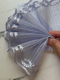Lavender Periwinkle Embroidered Mesh Tulle Lace Trim Structured Semi Rigid Single Scalloped Ribbon for Gowns Skirts Crafts, 4"