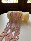 3" Dusty Pink Guipure Lace Trim Wide Venice Chemical Embroidered Scalloped Eyelet Lace for Lingerie Garment Sewing Crafts