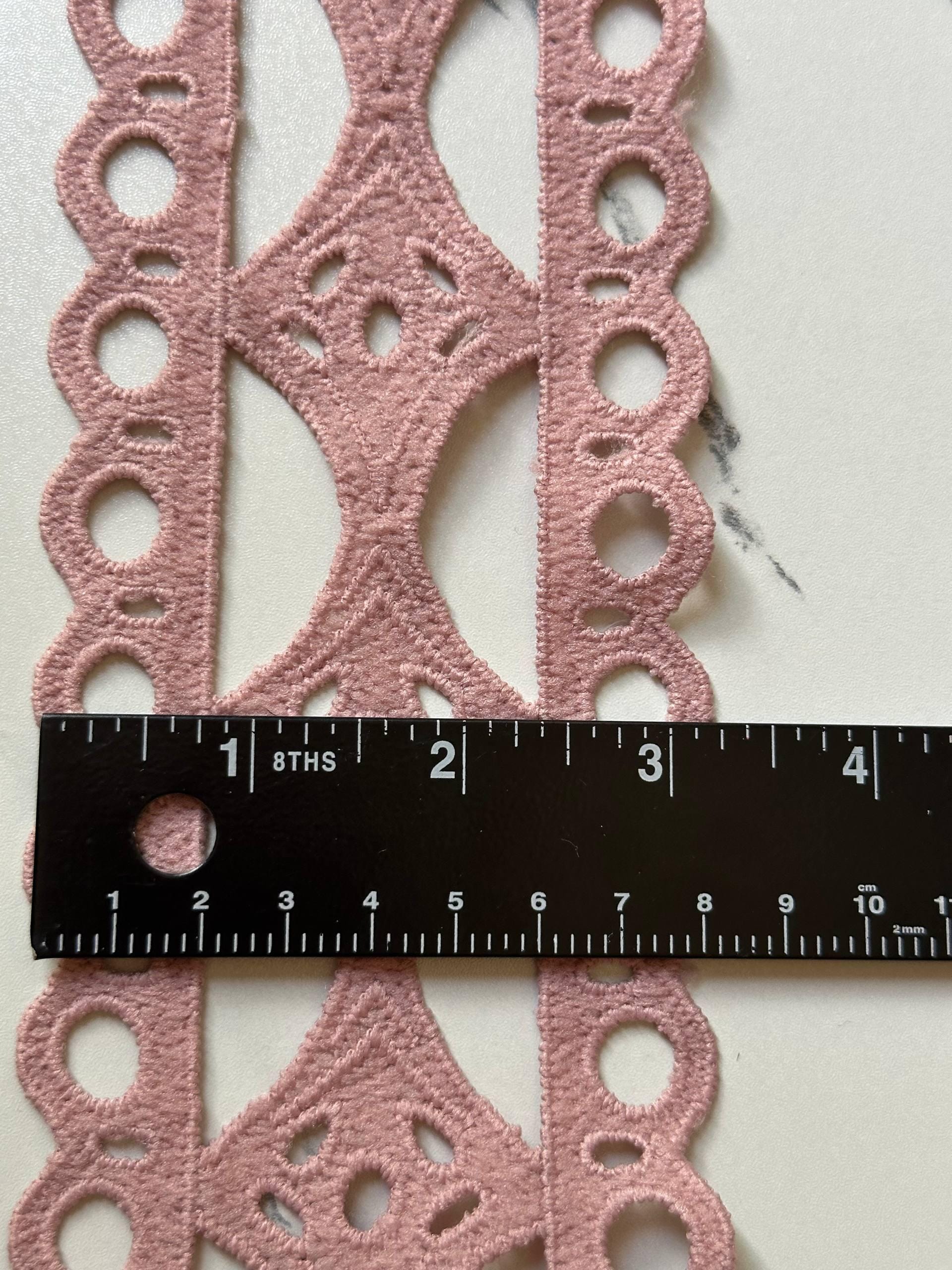 3" Dusty Pink Guipure Lace Trim Wide Venice Chemical Embroidered Scalloped Eyelet Lace for Lingerie Garment Sewing Crafts