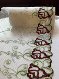 6.5" Pink Gradient Lace Trim Wide Embroidered Soft Tulle Mesh Two Tone Scalloped Edge Green Floral Ribbon for Lingerie Garment Sewing