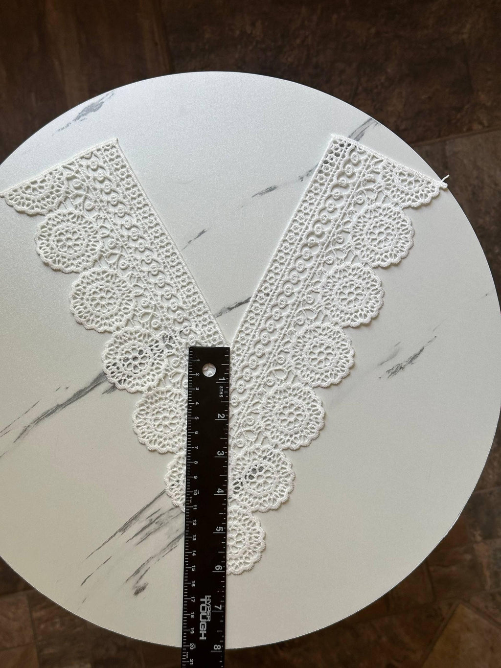 Off White Venetian Guipure Chemical Water Soluble Lace Collar Applique Medallion V Neck Trim Bodice Motif for Gowns Blouses Crafts, 6"