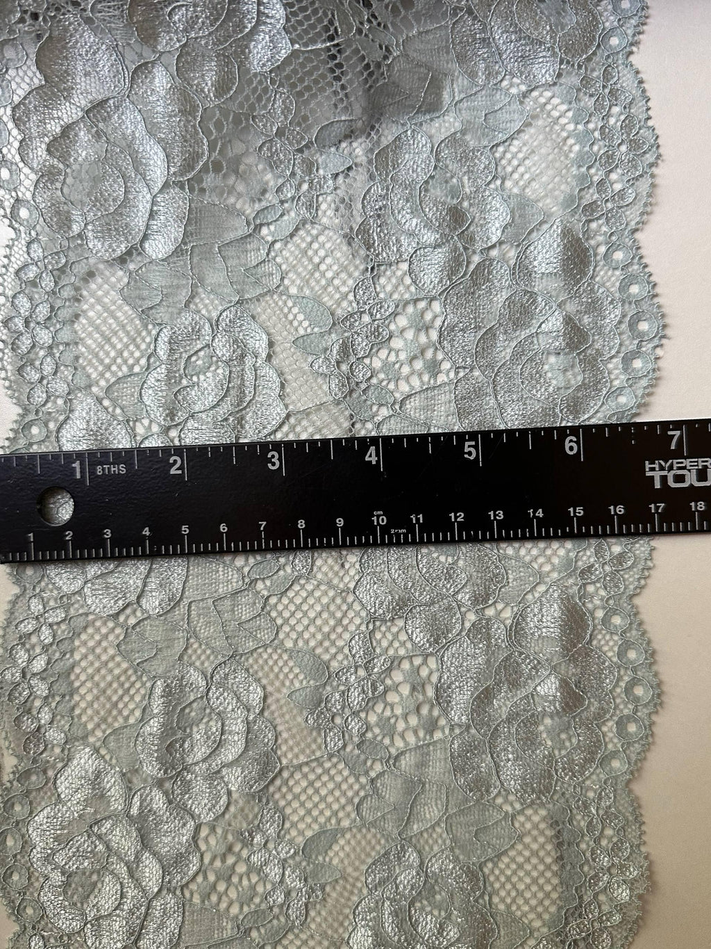 Muted Sage Dust Floral Stretch Lace Trim by the Yard, Wide Elastic Galloon Lace Trim for Lingerie Bridal Crafts, 6.5"