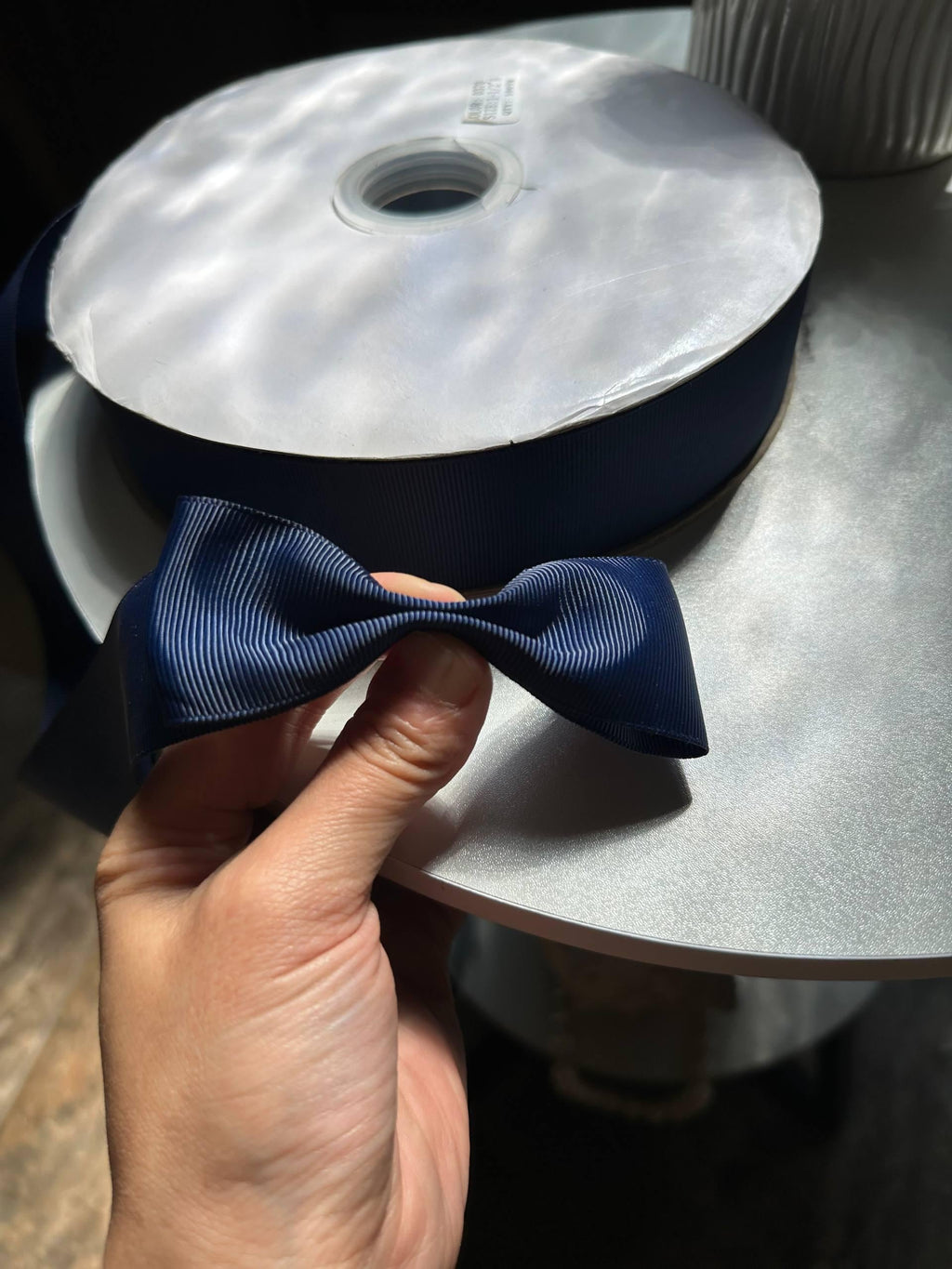 Midnight Navy Blue Grosgrain Ribbon Bulk 100 Yards Roll, Solid Ribbed Fabric Ribbon for Hair Bows Gift Wrapping Crafts, 1.4" Width