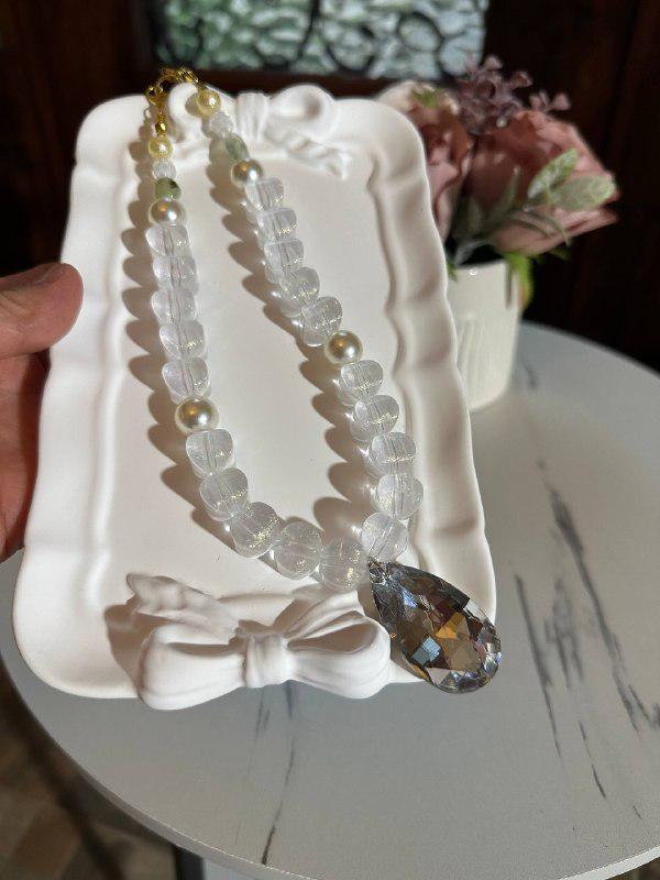 K9 Crystal Tear Drop Pendant Phone Charm Clear Beaded Wrist Strap Lanyard Keychain Goth Luxury Y2K Fairycore Coquette Gift
