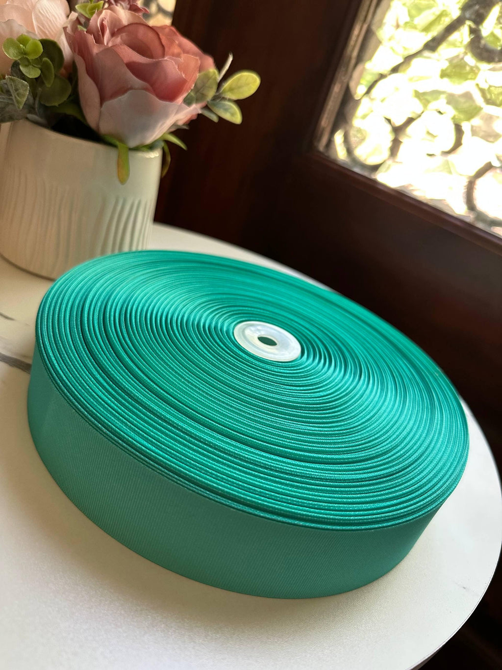 Tiffany Aqua Mint Grosgrain Ribbon by the Yard, Solid Color Ribbon for Hair Bows Crafts Gift Wrapping, 1.5"