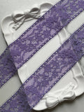 Dusty Lavender Purple Floral Stretch Elastic Lace Trim Eyelash Fringe Straight Edge Galloon for Lingerie Underwear sewing Crafts, 1.75"