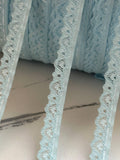 Soft Ice Blue Floral Stretch Lace Trim by the Yard, Narrow Scalloped Elastic Ribbon for Coquette Lingerie Crafts, 0.5",Retail Wholesale Bulk