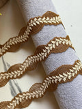 Soft Mustard Gold Leaf Embroidery Stretch Lace Trim by the Yard, Narrow Elastic Ribbon for Coquette Crafts, 1", Retail Wholesale Bulk