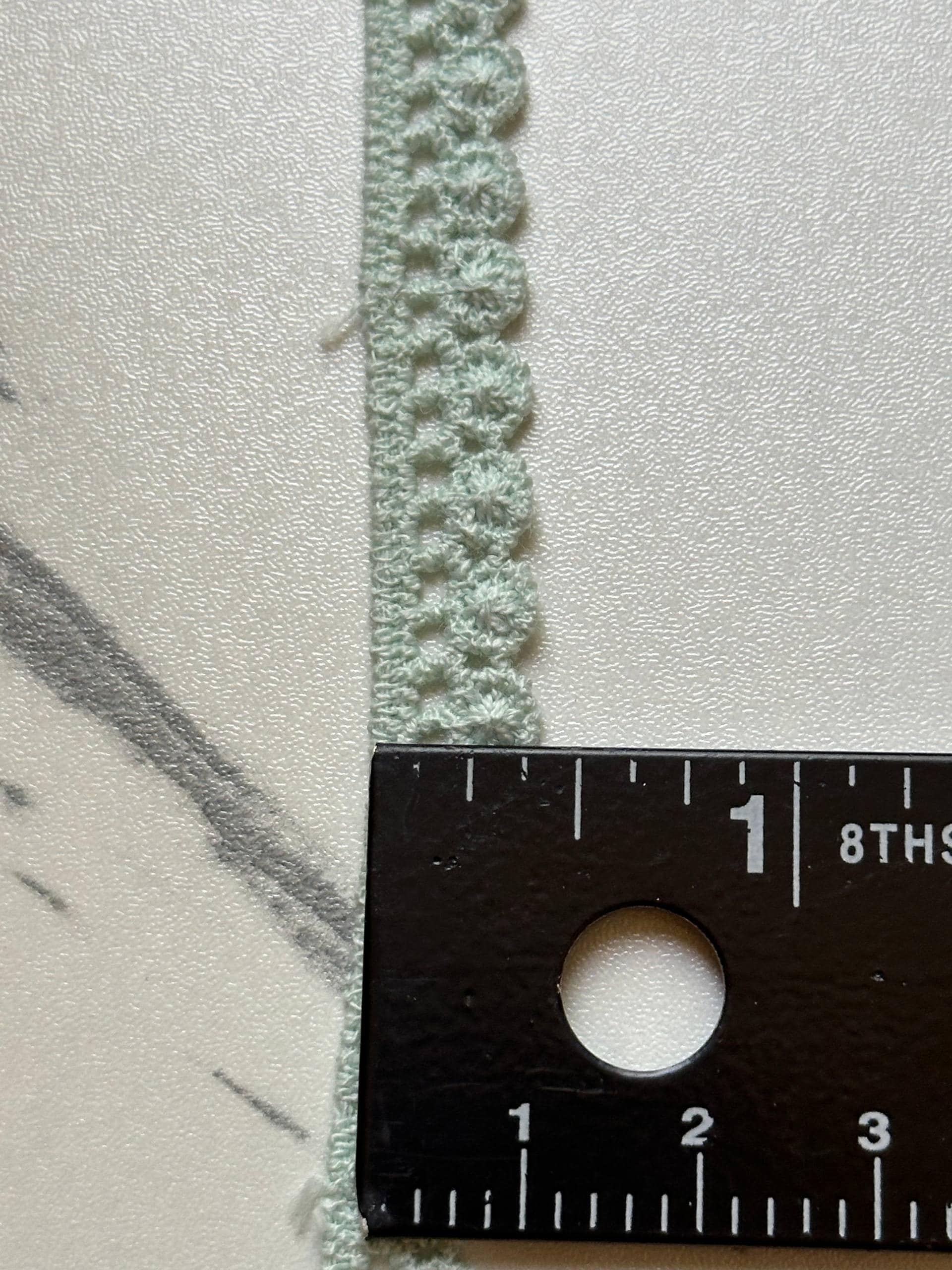 Soft Sage Green Cotton Crochet Flower Lace Trim by the Yard, Narrow Floral Scalloped Ribbon for Crafts, 0.35", Retail Wholesale Bulk