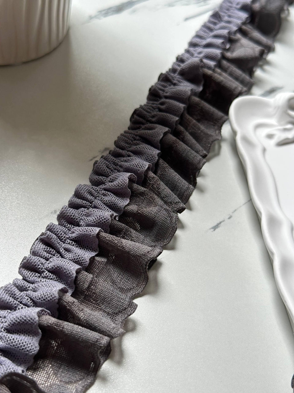 Hand Gathered Double Layered Ruffle Trim Ultra Soft Skin Friendly 1.6" Mesh Frill Ribbon for Lingerie Blouse Sleeves Hair Bows Crafts Sewing