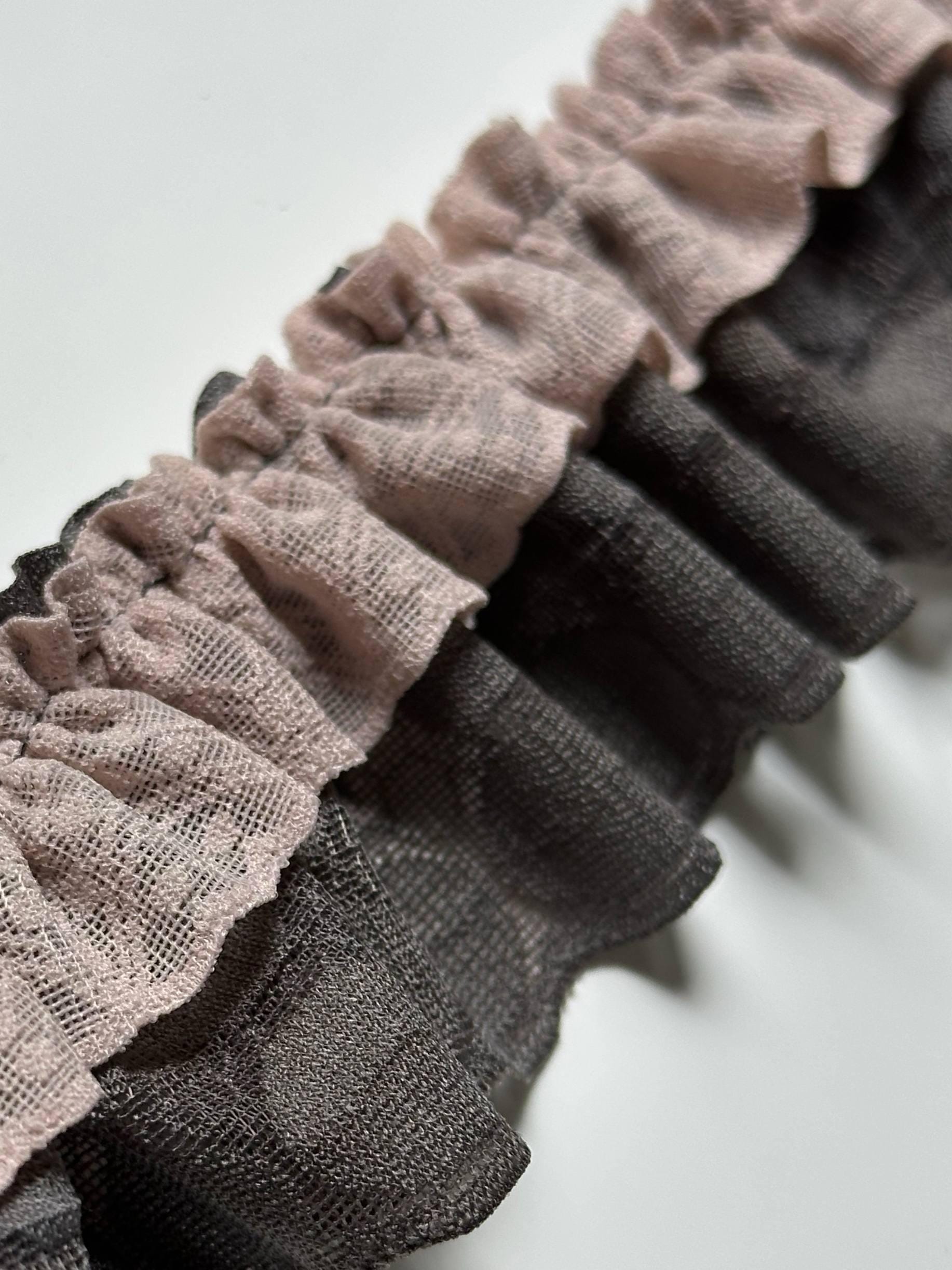 Hand Gathered Double Layered Ruffle Trim Ultra Soft Skin Friendly 1.6" Mesh Frill Ribbon for Lingerie Blouse Sleeves Hair Bows Crafts Sewing