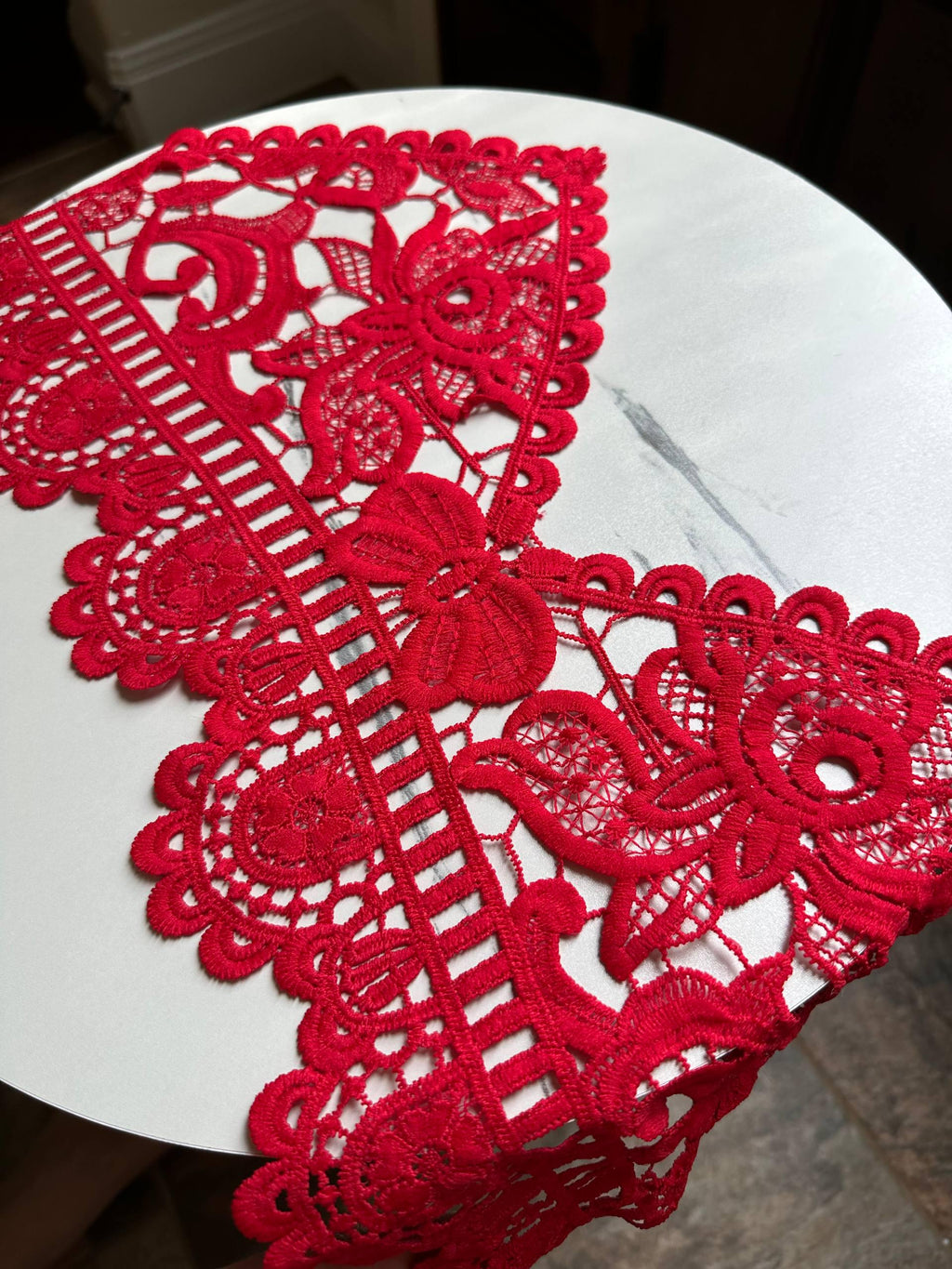 Muted Crimson Red Guipure Water Soluble Lace Bodice Applique Motif Butterfly Floral Embroidered Front Panel for Camisole Blouse Sewing, 20"