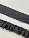 Classic Charcoal Gray Geometric Stretch Elastic Lace Trim   Narrow Ribbon Available Flat or Custom Hand-Gathered for Lingerie Crafts, 1"