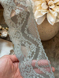 Sage Green Floral Stretch Lace Trim by Yard, Muted Moss Elastic Ribbon for Lingerie Crafts, 3", Retail Wholesale Bulk