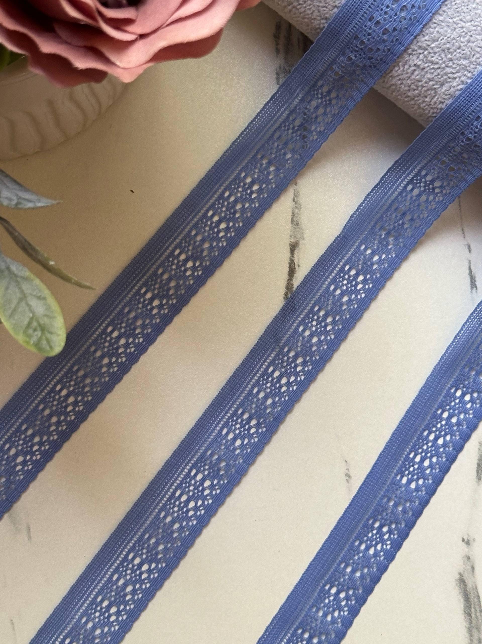 Muted Cornflower Blue Ultra Soft Stretch Elastic Lace Trim by the Yard, Super Stretchy Ribbon for Baby Headband Lingerie, 0.8"