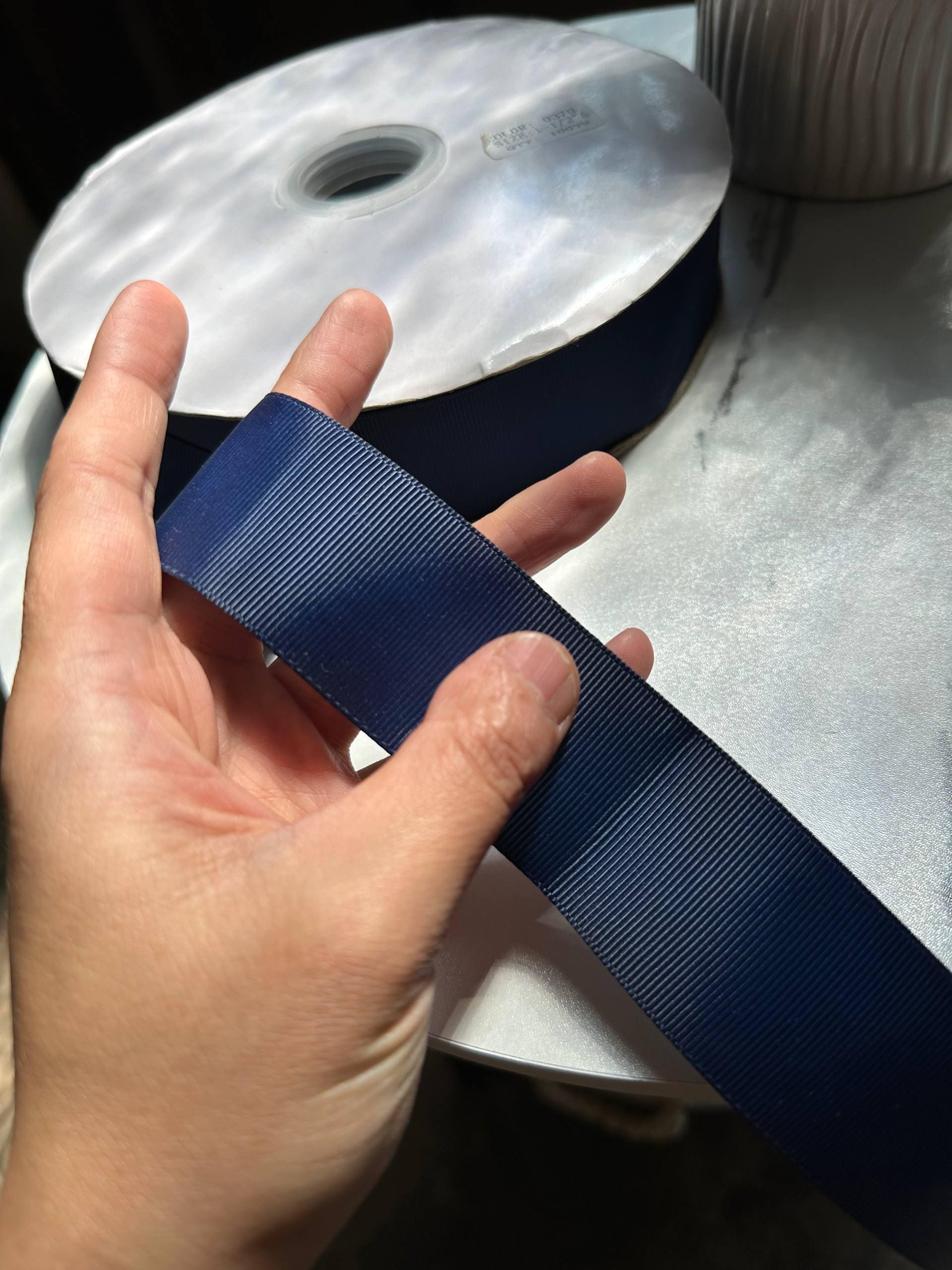 Midnight Navy Blue Grosgrain Ribbon Bulk 100 Yards Roll, Solid Ribbed Fabric Ribbon for Hair Bows Gift Wrapping Crafts, 1.4" Width