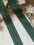 Dark Forest Christmas Green Stretch Lace Trim by Yard, Elastic Ribbon, Coquette Craft Supply, 1", Retail Wholesale Bulk