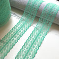 Mint Green Floral Rigid Lace Trim by the Yard, Structured Non Stretch Scalloped Galloon Ribbon for Hair Bows Crafts, 1.75"