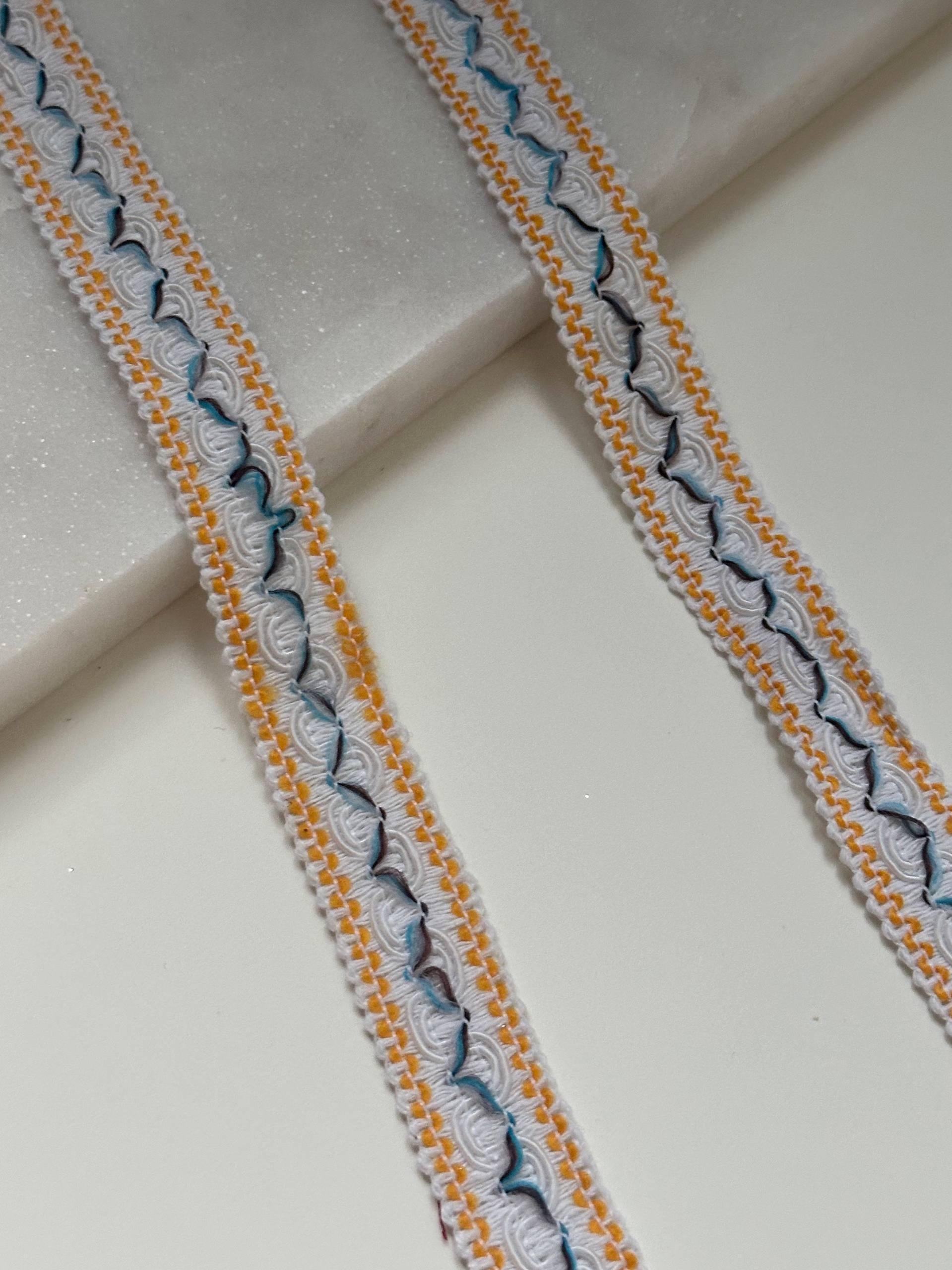 Multicolor Folk Jacquard Woven Trim by Yard, Boho Braided Ribbon, Coquette Craft Supply, 0.75", Retail Wholesale Bulk