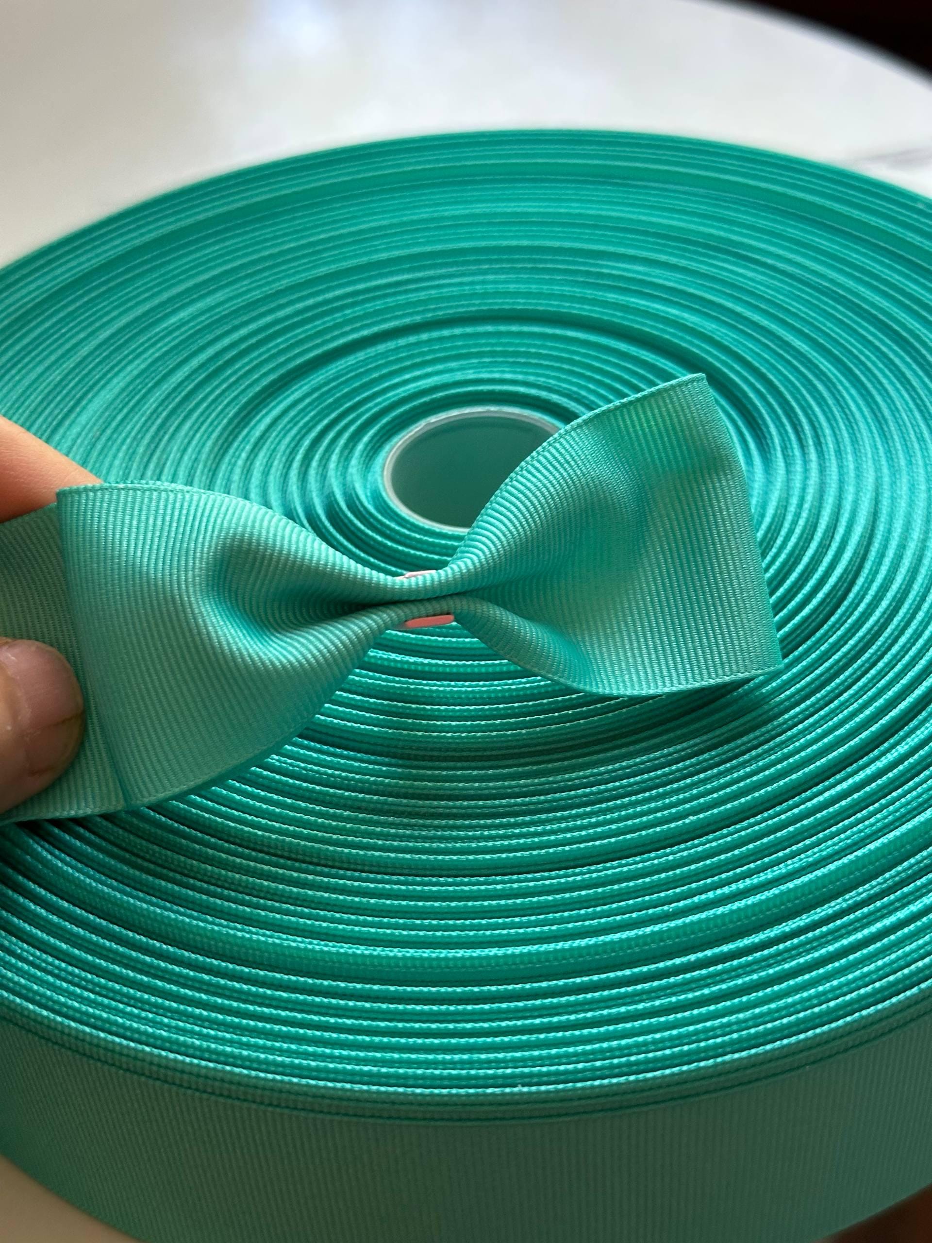 Tiffany Aqua Mint Grosgrain Ribbon by the Yard, Solid Color Ribbon for Hair Bows Crafts Gift Wrapping, 1.5"