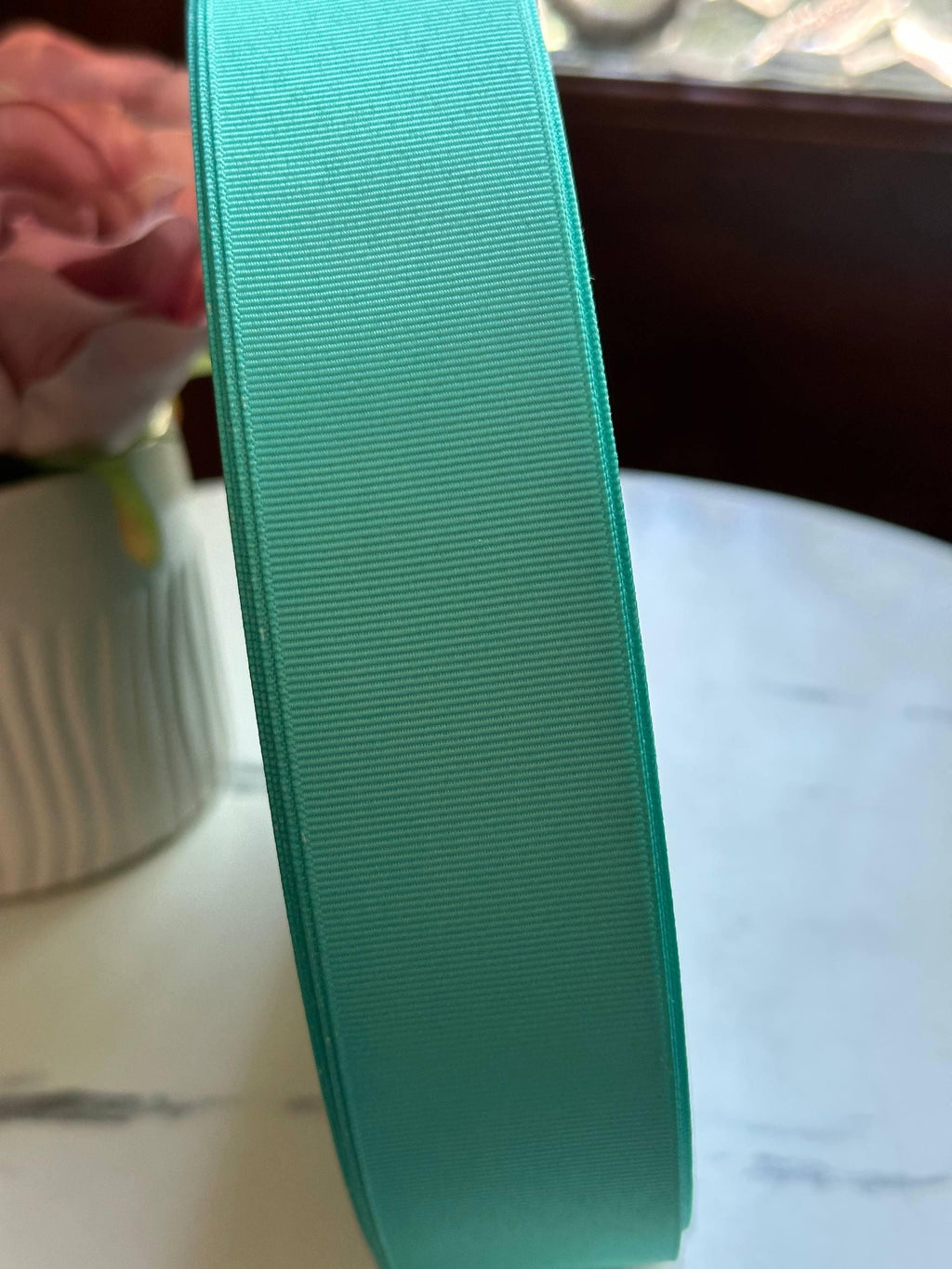 Tiffany Aqua Mint Grosgrain Ribbon by the Yard, Solid Color Ribbon for Hair Bows Crafts Gift Wrapping, 1.5"