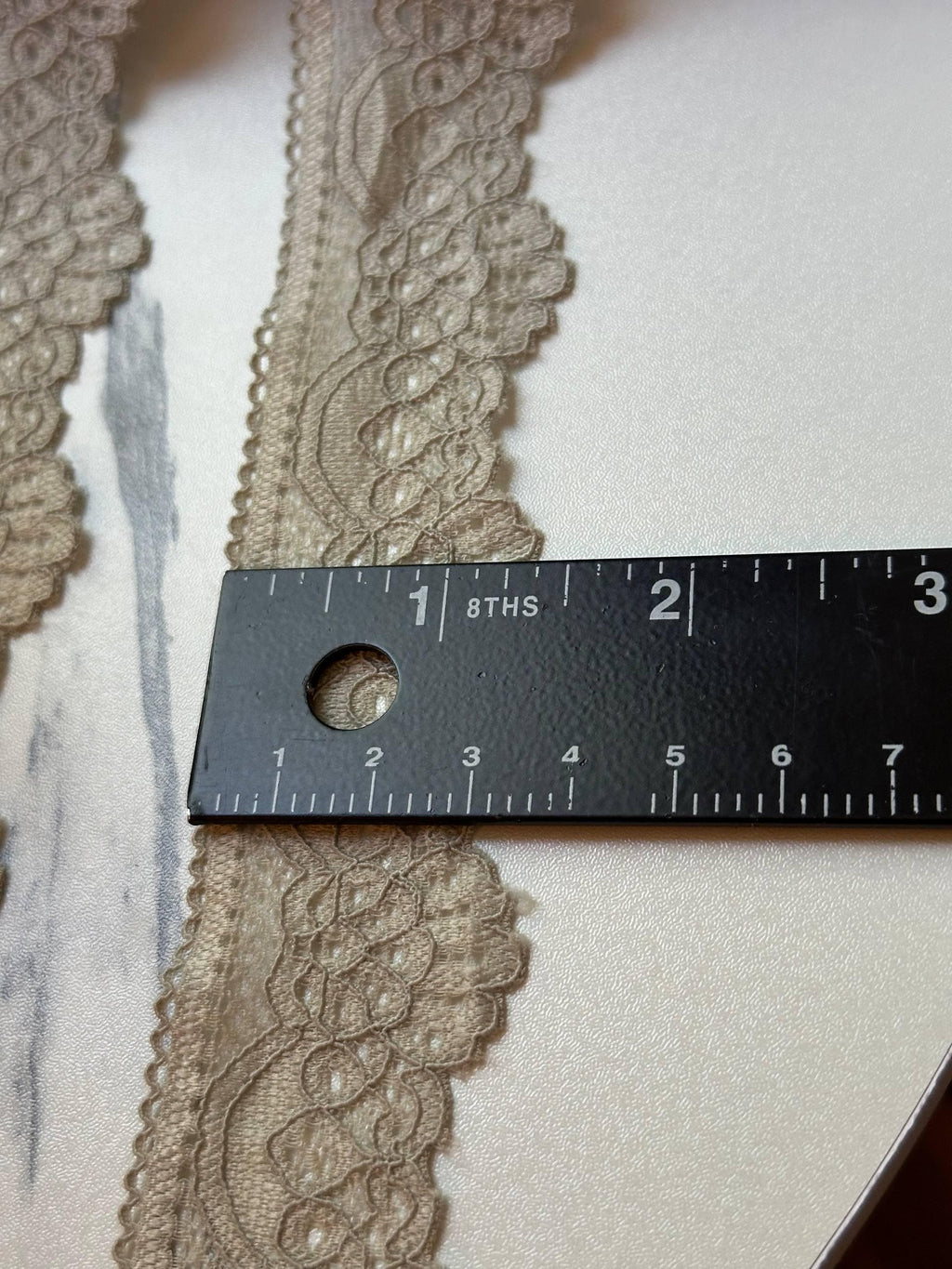 Soft Muted Khaki Beige Floral Stretch Lace Trim by the Yard, Scalloped Elastic Ribbon for Coquette Crafts, 1.3", Retail Wholesale Bulk