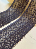 Soft Slate Charcoal Blue Textured Dot Stretch Lace Trim by the Yard, Micro Elastic Ribbon for Crafts, 1.85", Retail Wholesale Bulk