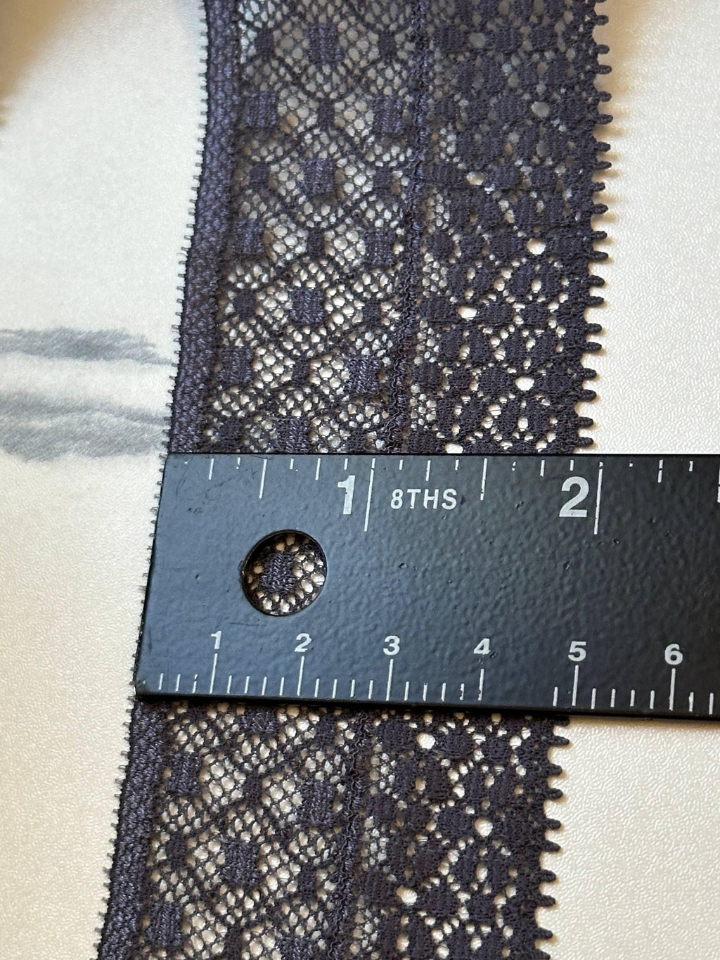 Soft Slate Charcoal Blue Textured Dot Stretch Lace Trim by the Yard, Micro Elastic Ribbon for Crafts, 1.85", Retail Wholesale Bulk