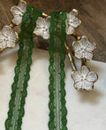 Forest Christmas Green Splitable Non-Stretch Lace Trim by the Yard, Dual Edge Narrow Ribbon for Crafts, 0.75", Retail Wholesale Bulk