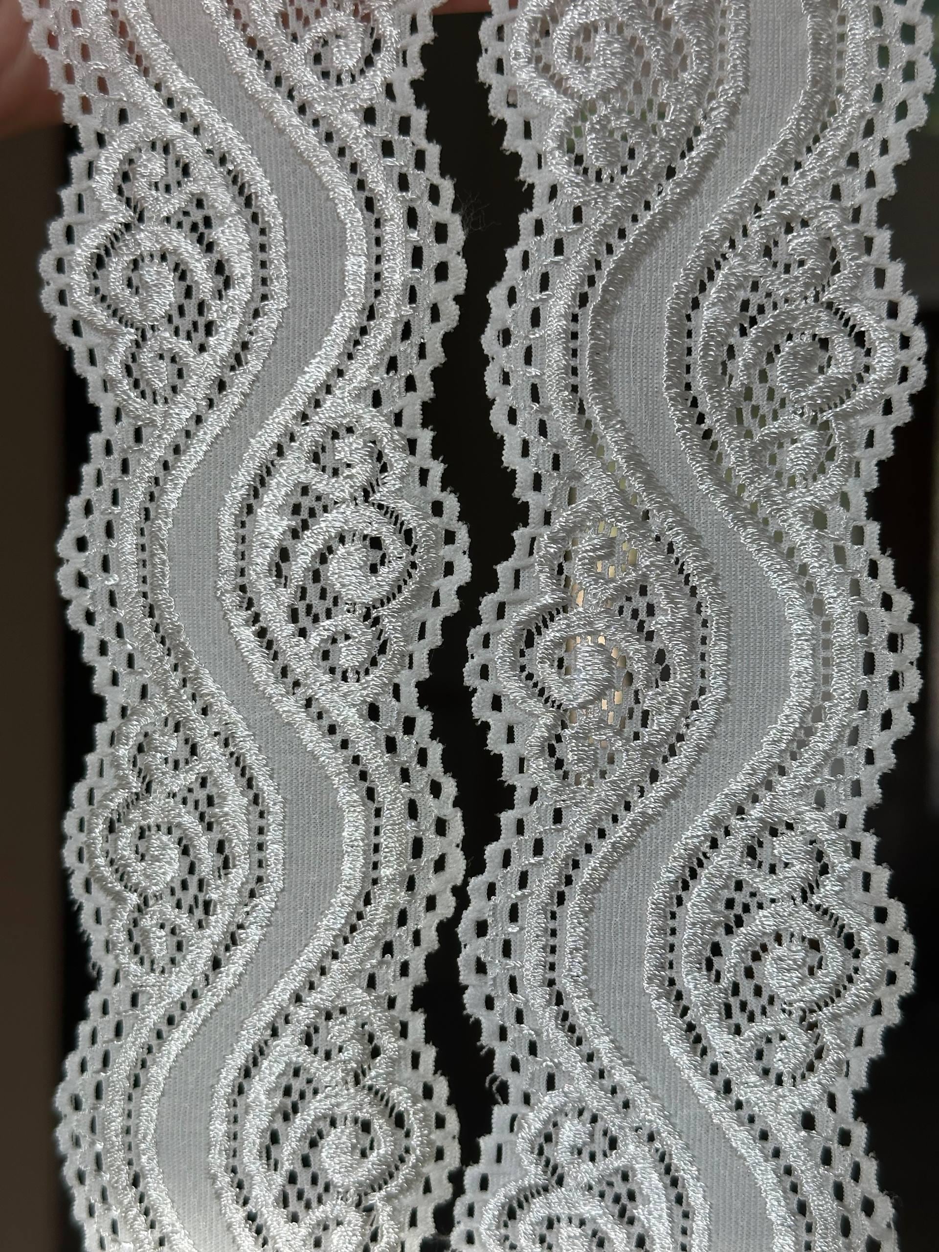 Soft Ivory White Wavy Vine Swirl Stretch Lace Trim by the Yard, Scalloped Elastic Ribbon for Coquette Crafts, 2.25", Retail Wholesale Bulk