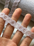 Soft Lilac Lavender Round Circle Daisy Stretch Eyelash Lace Trim by the Yard, Narrow Scalloped Elastic Ribbon, 0.5", Retail Wholesale Bulk