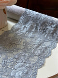 Corded Dusty Steel Blue Rose Floral Extra Wide Slight Stretch Lace Trim by the Yard, Structured Scalloped Ribbon, 6.5",Retail Wholesale Bulk