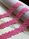 Soft Rose Pink Embossed Floral Stretch Lace Trim by the Yard, Narrow Textured Elastic Ribbon for Crafts, 0.75", Retail Wholesale Bulk